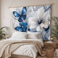 thumbnail image 3 of White Blue Flowers Tapestry for Bedroom Wall Hanging Tapestry, Modern Elegance Butterfly Floral Ceiling Backdrop Tapestries Poster Blanket Wall Decor for Teens Room Living Room Dorm 39" x 59", 3 of 8