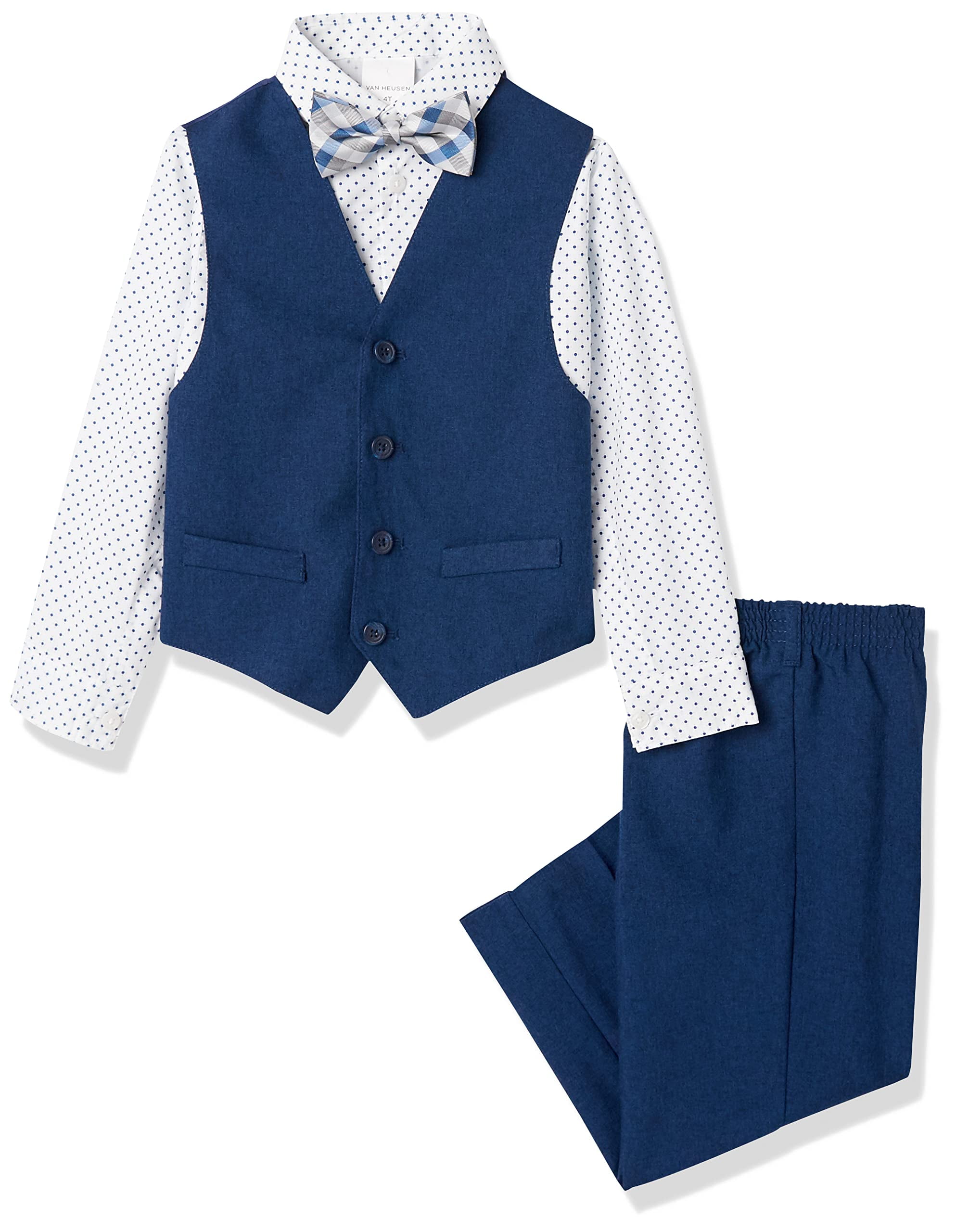 Van Heusen Boys' Adaptive 4Piece Formal Suit Set, Vest, Pants