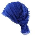 thumbnail image 2 of Chemo Cancer Headscarf Ruffles Hat Ethnic Turban Headwear Pleated Beanie Hijab, 2 of 19