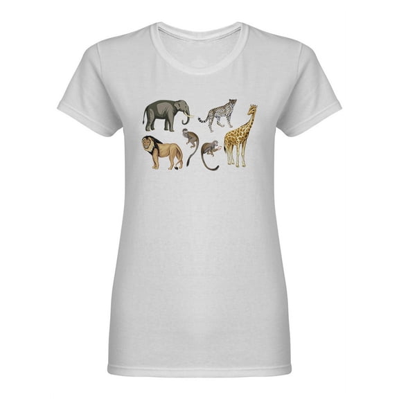 Safari Vintage Wild Animals Shaped T-Shirt Women -Image by Shutterstock, Female XX-Large