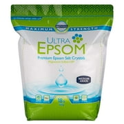 SaltWorks Ultra Epsom Bath Salt, Medium Fine Grain, Translucent to White Crystals, Unscented, 18 Pound Bag
