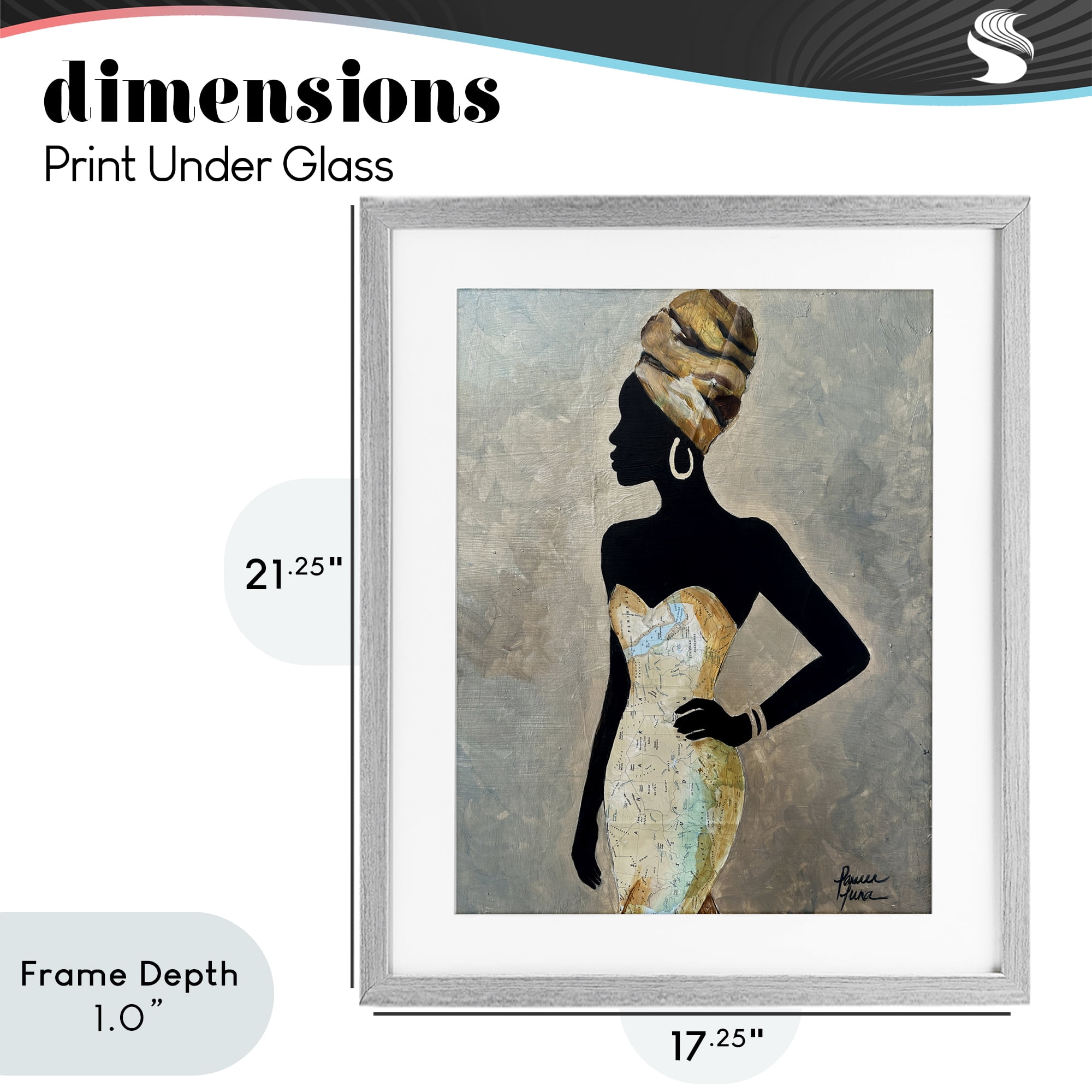 Stupell Industries Motherland Muse Fashion Portrait Gray Framed Print Under Glass, design by Lauren Luna
