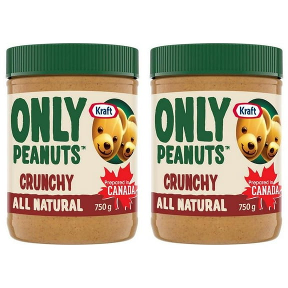 Kraft Only Peanuts All Natural Crunchy Peanut Butter, 750g (2 Pack)
