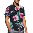thumbnail image 2 of JXMVOJ Lightweight Non-Shrink Fade-Resistant Men's Casual Print Short Sleeve Button-Up Shirt, Summer Outdoor Casual Daily Wear, Unisex Turndown Collar Floral Blouse, 2 of 6