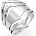 thumbnail image 2 of Stainless Steel Chevron Style Chunky Wrap Statement Promise Anniversary Birthday Festival Party Ring, 2 of 4