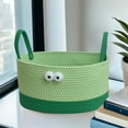 thumbnail image 5 of Desktop Storage Basket,Woven Cotton Thread Storage Basket,Wide Applicability,Classification of Miscellaneous Items,Beautiful Decoration,Easy to Clean,Portable Handle,Strong Load-Bearing,Blue Color, 5 of 7