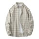 thumbnail image 1 of Blusa y camisa de manga larga con cuello vuelto, camisa informal a cuadros para hombre, blusa holgada juvenil de manga larga con cuello vuelto, blusa de poliéster para hombre, 1 of 7