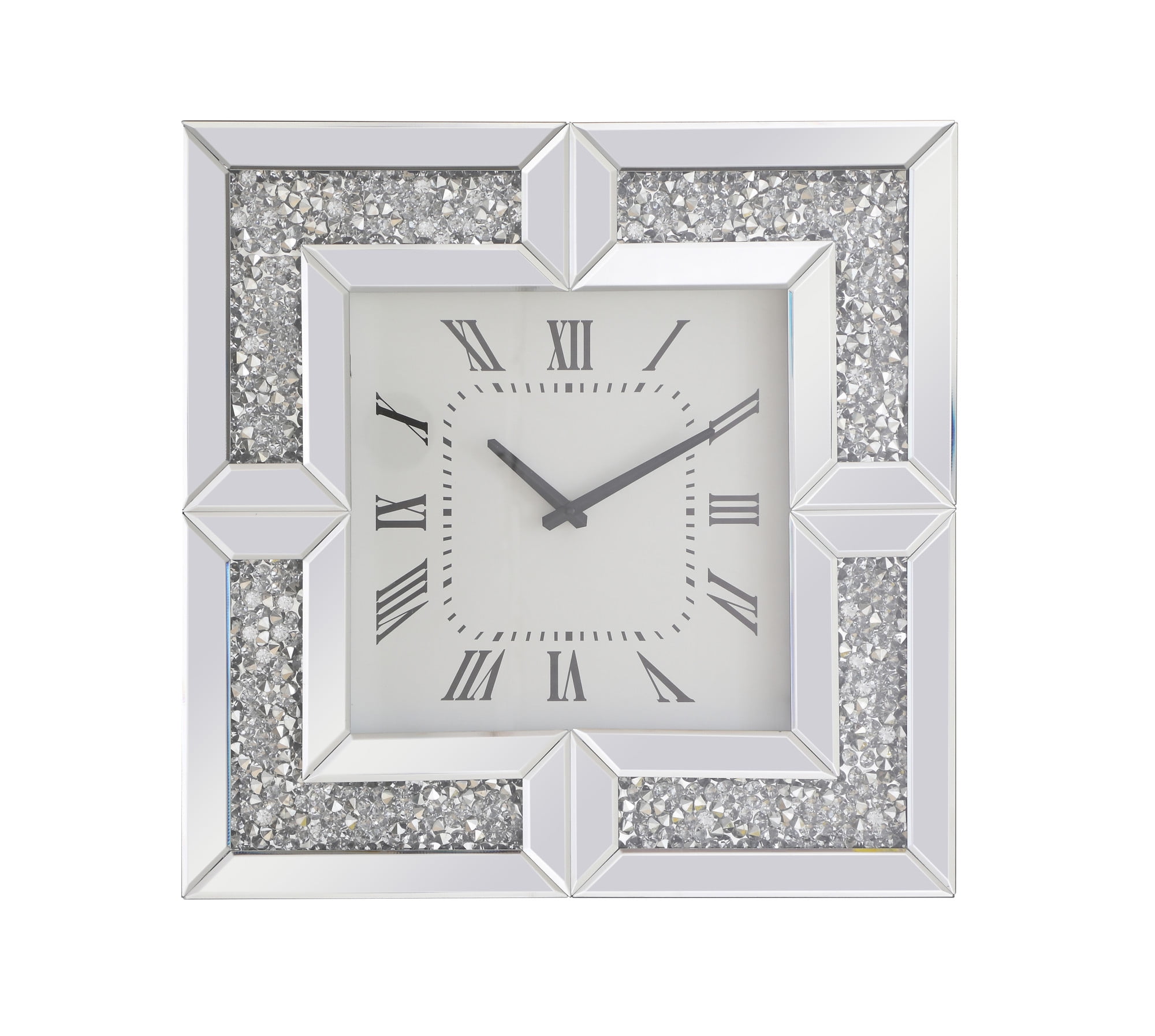 Elegant Lighting MR9208 Modern 20 Inch Wide Square Crystal Analog Wall