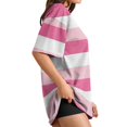 thumbnail image 6 of Garbnen Striped Women Oversized Tshirt Plus Size Crew Neck Women's Short Sleeve Shirts Loose Fit Color Block Lightweight Fashion Tunic Top M, 6 of 6