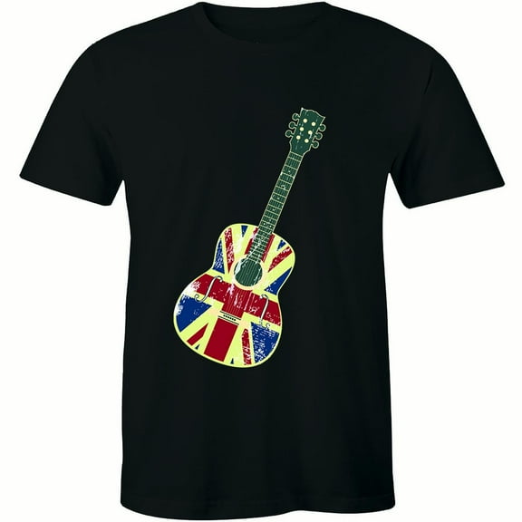 UK British Flag Acoustic Guitar Musician England Men's T-Shirt