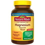 Nature Made Magnesium Glycinate 200 mg per serving Capsules, Dietary Supplement, 70 Count