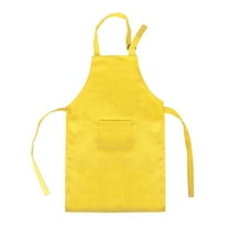 Opromo Colorful Cotton Canvas Kid's Aprons with Pocket, Artist Apron & Chef Apron (Yellow, 23"L x 17"W)