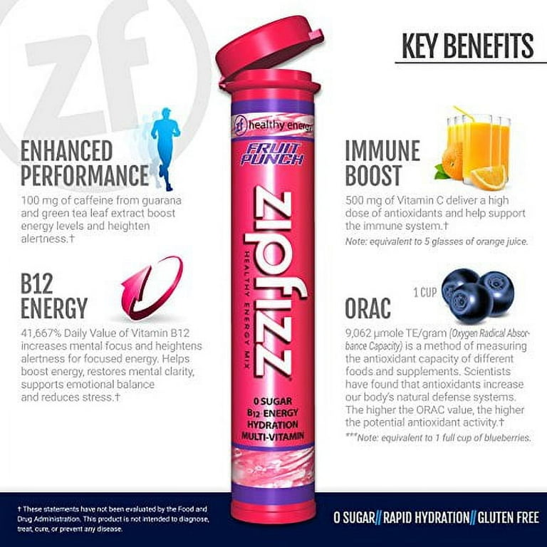 Zipfizz Healthy Energy Drink Mix, Sugar-Free Fruit Punch