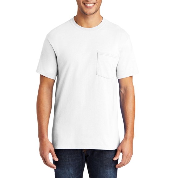 Just Blanks Heavyweight Pocket T-Shirt – Soft, Durable Cotton Tee with Classic Fit and Pocket, White, 4XLT