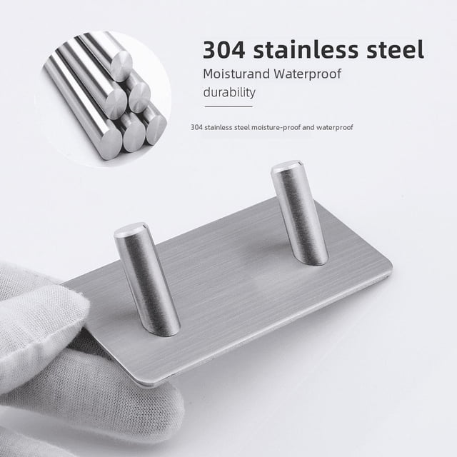 Gancho adhesivo creativo de metal para baño o cocina, de acero inoxidable negro, para colgar en la pared trasera de la puerta, sin perforaciones
