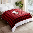 thumbnail image 3 of Fleece Throw Blankets, Buffalo Plaid Throw Blanket for Couch Sofa Bed, Soft Warm Fuzzy Cozy Plush Checkered Christmas Blanket, Lightweight Farmhouse Decor (Red & Black) Red and Black Plaid, 3 of 7