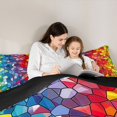 thumbnail image 4 of Manfei Cartoon Rainbow Queen Comforter Set, Tribal Abstract Comforter Sets Queen, Blue Red, Black Reversible, 3 Pieces, 1 Comforter and 2 Pillowcases, 4 of 7