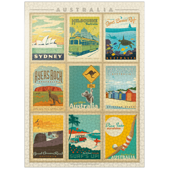 MyPuzzle - Australia: Multi-Image Print, Vintage Poster - Premium 1000 Piece Jigsaw Puzzle for Adults