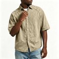 thumbnail image 4 of Kalauyu 3/4 Short Sleeve Button Down Shirts for Men Turn Down Collared Sleeve Casual Loose Tops Soft Lightweight Vacation Fashion Shirts, 4 of 5