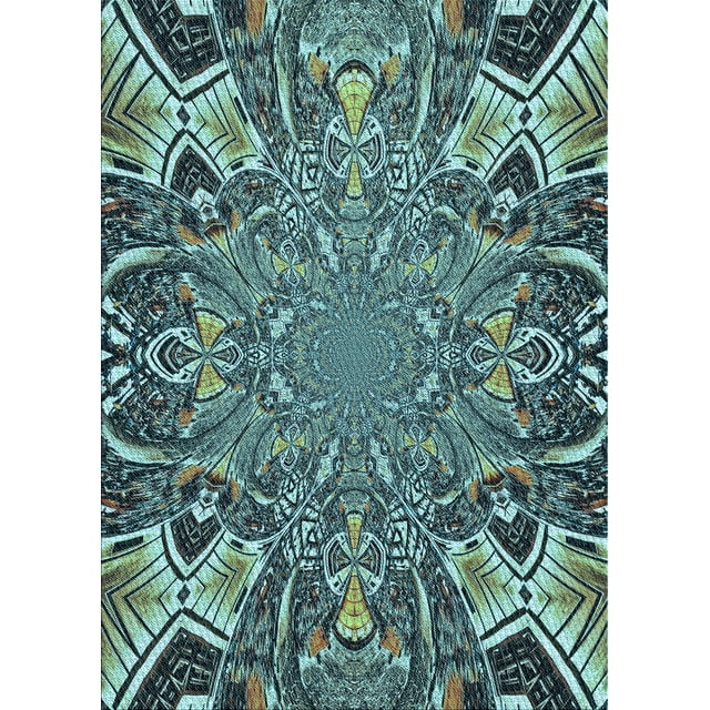 Ahgly Company Machine Washable Indoor Rectangle Transitional Dark SlateGray or Dark SlateGrey Green Area Rugs, 5' x 8'