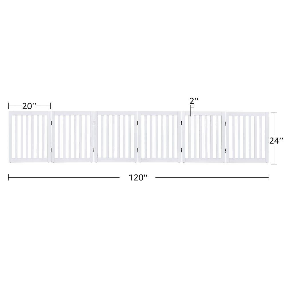 Unipaws Freestanding Pet Gate 24 inches High 6 Panels, White