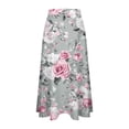 thumbnail image 6 of Levmjia Women's Midi Skirt Fashion Casual Polyester Flowy Skirt Zipper Floral Printed A-Line Skirt Flowing Vacation Daily Wear Summer, 6 of 7