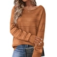thumbnail image 2 of MaFYtyTPR Women's Sweater Tops Casual Solid Color Crew Collar Fall/Winter Long Sleeved Loose Sweaters Blouse Yellow L, 2 of 4