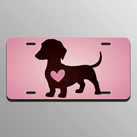 Dachshund Chiweenie Love Heart Printed Vanity Front License Plate Tag KCFP148