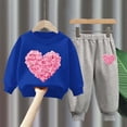 thumbnail image 2 of Girls Outfit Set Cute Flower Print Long Sleeved Sweatshirt Pants 2Pcs Set for 6-24 Months 2T 3T 4T 5T 6T Children Blue,4-5 Years, 2 of 4
