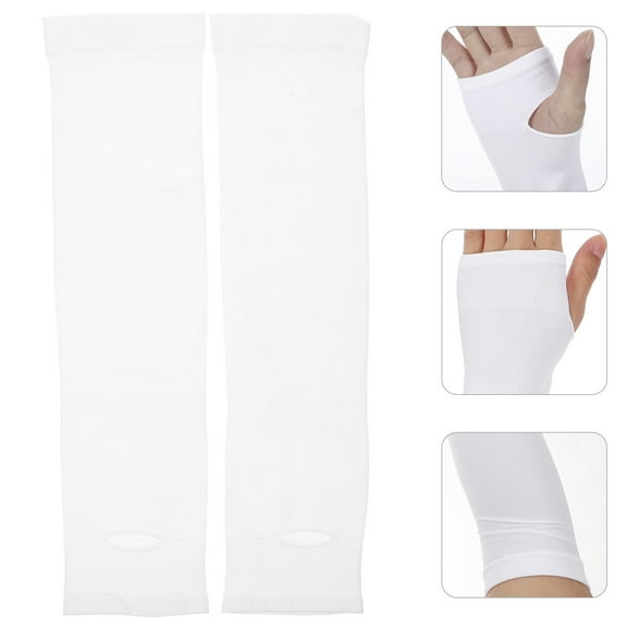 WHAMVOX 1 Pair White Cooling Arm Sleeves With Thumb Holes For Running Uv Protection
