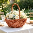 thumbnail image 5 of Large Hand Woven Oval Picnic Storage Basket with Handle, L Size, Empty Harvest Basket for Fruit Floral Wedding Farmhouse Party Decor, 5 of 8
