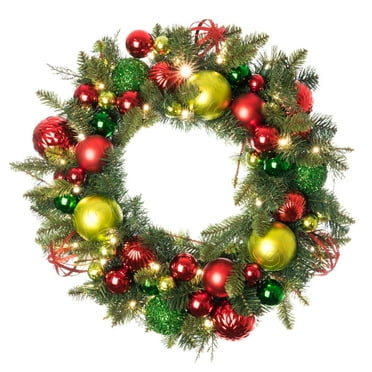 Village Lighting 30 in. Pre-Lit LED Wreath - Festive Holiday