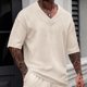 thumbnail image 5 of Ceisia Men's Casual V-Neck Textured Knit T-Shirt | Loose Fit Short Sleeve Solid Color Top Gifts, 5 of 8
