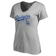 thumbnail image 2 of Women's Heather Gray Los Angeles Dodgers Core Wahconah V-Neck T-Shirt, 2 of 3