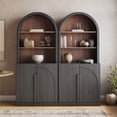 thumbnail image 5 of BELLEZE Arched Bookshelf with Storage Set of 2, 71" Tall Wood Curio Display Cabinet with Adjustable Shelf, 5 Tier Modern Bookcase Shelf with Door for Living Room Office, Ebony, 5 of 7