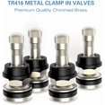 thumbnail image 1 of CK AUTO 4 Pieces TR416 Metal Valve Stems Outer Mount Fits 453 Inch & .625 Inch Rim Holes Long 1 1/2 Inches, Silver, 1 of 5