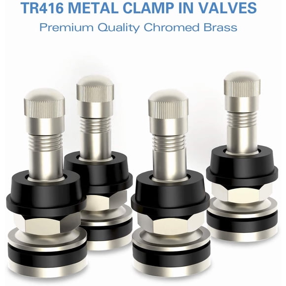 CK AUTO 4 Pieces TR416 Metal Valve Stems Outer Mount Fits 453 Inch & .625 Inch Rim Holes Long 1 1/2 Inches, Silver
