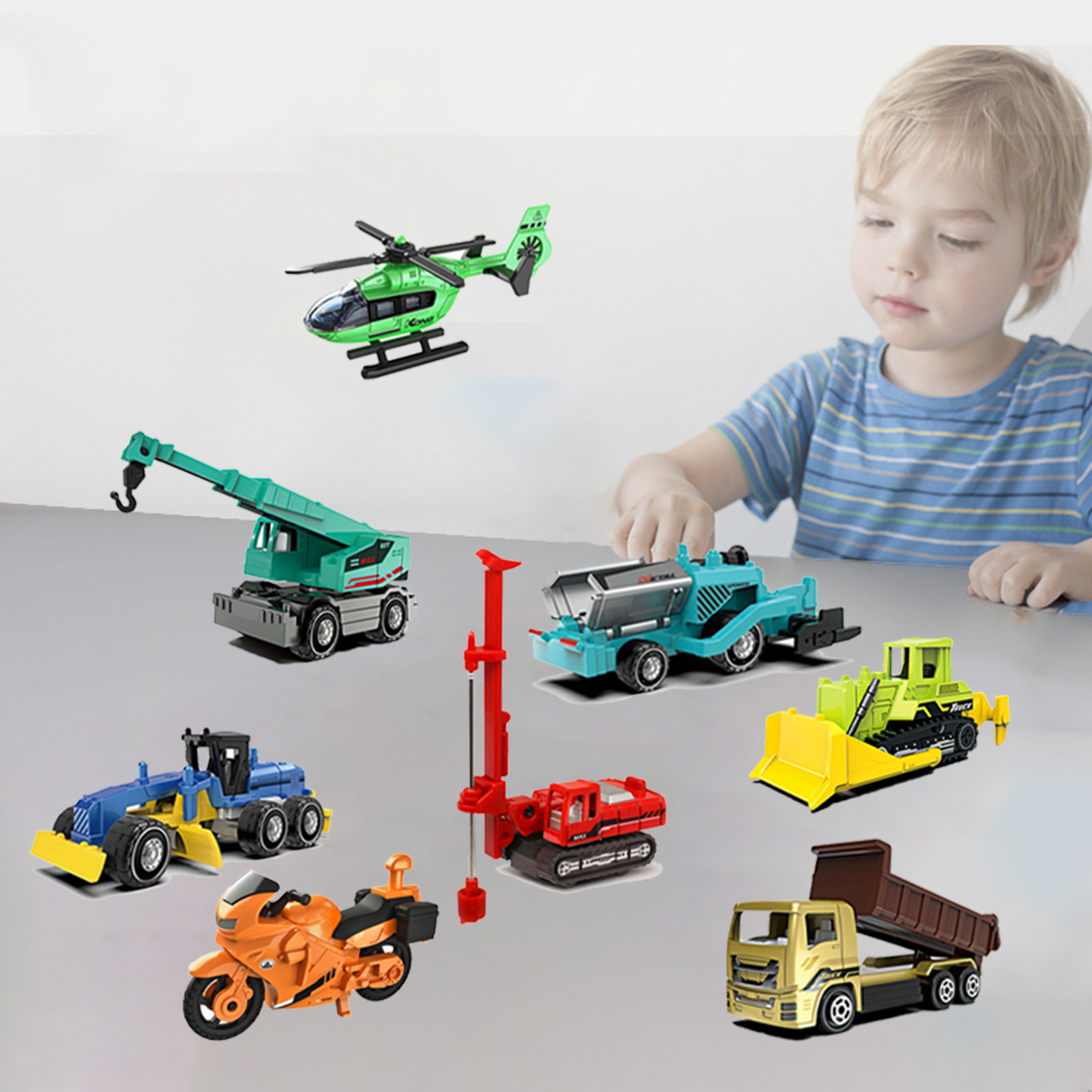 Pnellth 4Pcs/Set Engineering Trunk Toys Simulation Cranes Forklift Cargo Truck Diecast Alloy Vehicle Toy 1:64 Scale Engineering Vehicle Aircraft Motorcycle Models Set Christmas Gift - image 4 of 8