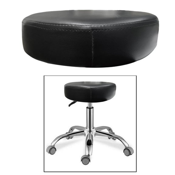 Stool Covers Round PU Leather 13 Inch Bar Stool Cushions Seat Chair Cover Waterproof for Office Home Bar Black