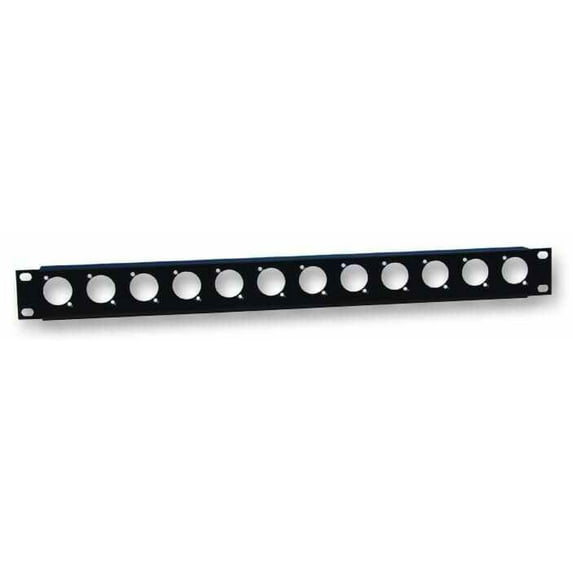 ADAM HALL HARDWARE - 19" Rack Panel with 12 XLR Holes & Tie Bar - 1U