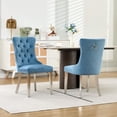 thumbnail image 3 of S-HOME Modern Solid Wood Dining Chairs with Chrome Plating Legs Set of 2 Featuring Velvet Upholstery , Light Blue, 3 of 18