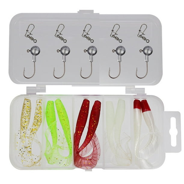 20pcs Soft Fishing Lure Set Silicone Snake eel Baits with Lead Jig