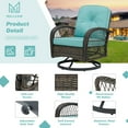 thumbnail image 2 of MELLCOM 5 Pieces Patio Furniture Set, Outdoor Swivel Rocker Patio Chairs, Wicker Patio Bistro Set with Rocking Chair, Thickened Cushions, Glass Coffee Table and Ottomans for Backyard, Blue, 2 of 9