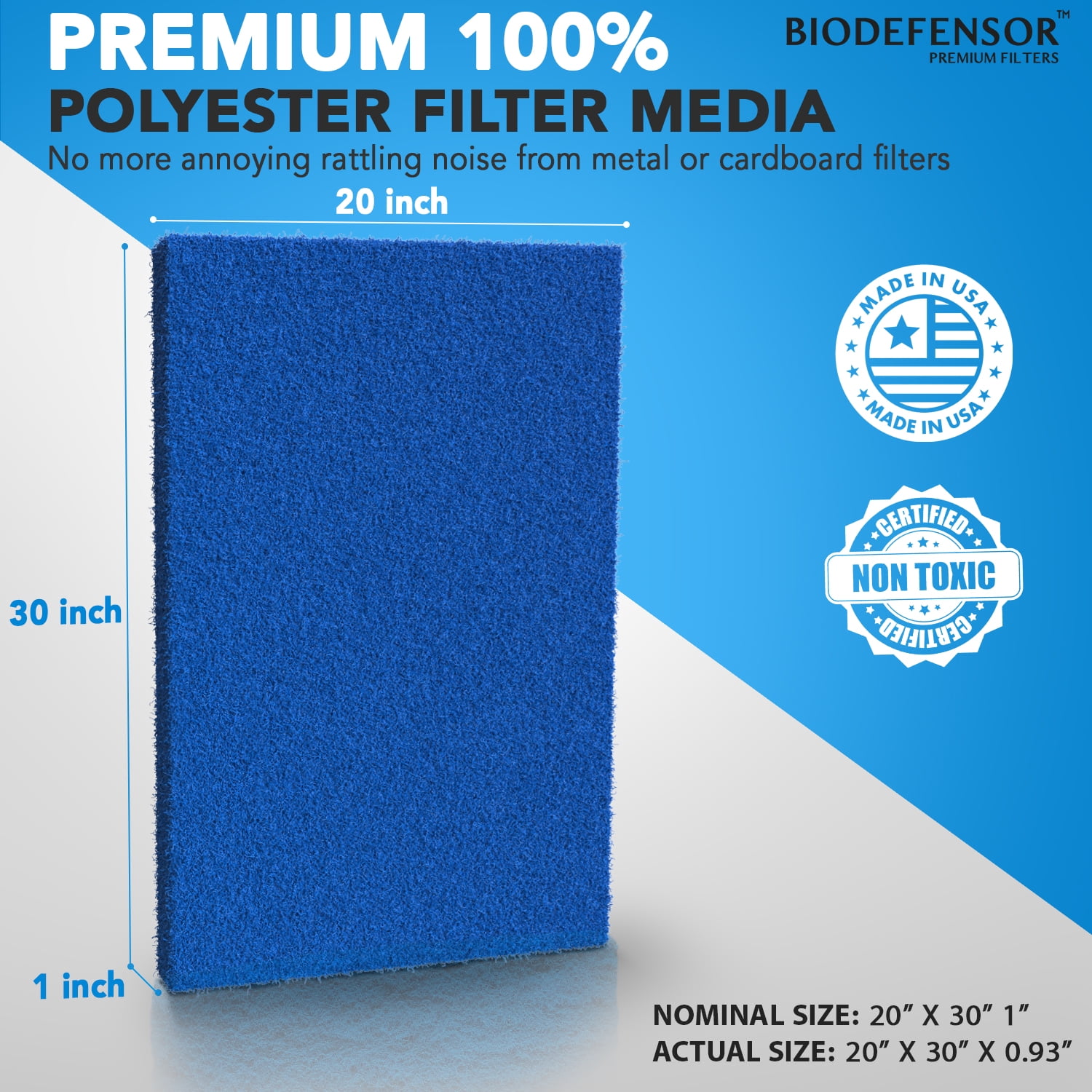 Biodefensor Washable Reusable AC Furnace Filter, MERV 6, 20x30x1 Cut to Fit