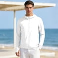 thumbnail image 2 of Men's Lightweight Full-Zip Hooded Sun Protection Shirt UPF 50+ Quick Dry Athletic Jacket with Thumb Holes - Breathable UV Outdoor Running Fishing Hiking Top White XL, 2 of 8