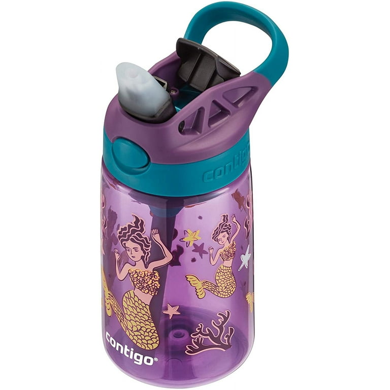  Contigo Aubrey Kids Cleanable Water Bottle with Silicone Straw  and Spill-Proof Lid, Dishwasher Safe, 14oz, Mermaids : Sports & Outdoors