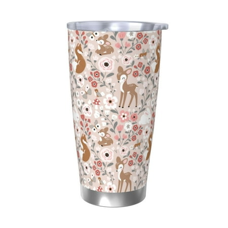 

Zeuib Autumn Floral Deer Printed 20oz Stainless Steel Insulated Car Cup Stainless Steel Thermal Cup Vacuum Insulated Leak-proof Travel Mug Cup-Without Straw