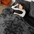thumbnail image 4 of jejeloiu Gothic Snake 7-Piece Twin Bedding Sets,Vintage Bohemian Flowers Bedding Comforter Set,Black Damask Floral Sheet Sets For Adults,Ultra Soft Home Decor Reversible, 4 of 8