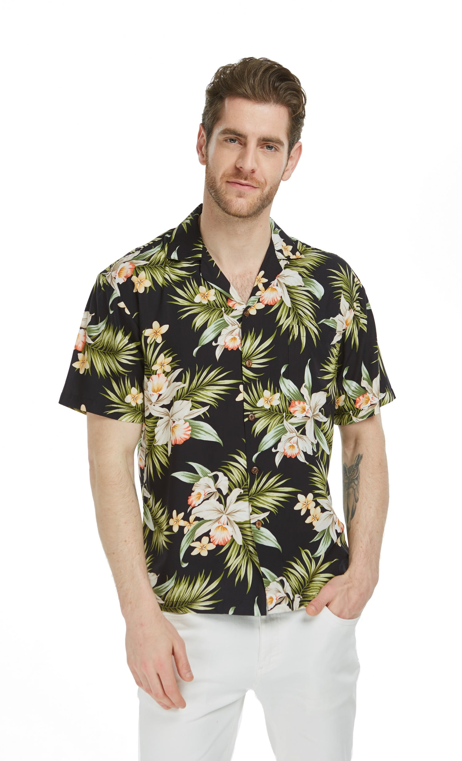 Hawaii Hangover Men and Big Men Orchid Floral Hawaiian Shirt, up to ...