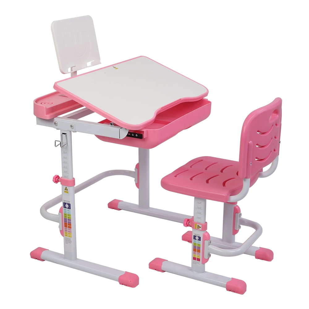 intent/_Side Kids Study Desk Chair Set Adjustable Children Media Studying Table School Student Computer Workstation Writing Desk with Tilt Desktop Pull Out Drawer Pencil Case Bookstand US Stock Blue